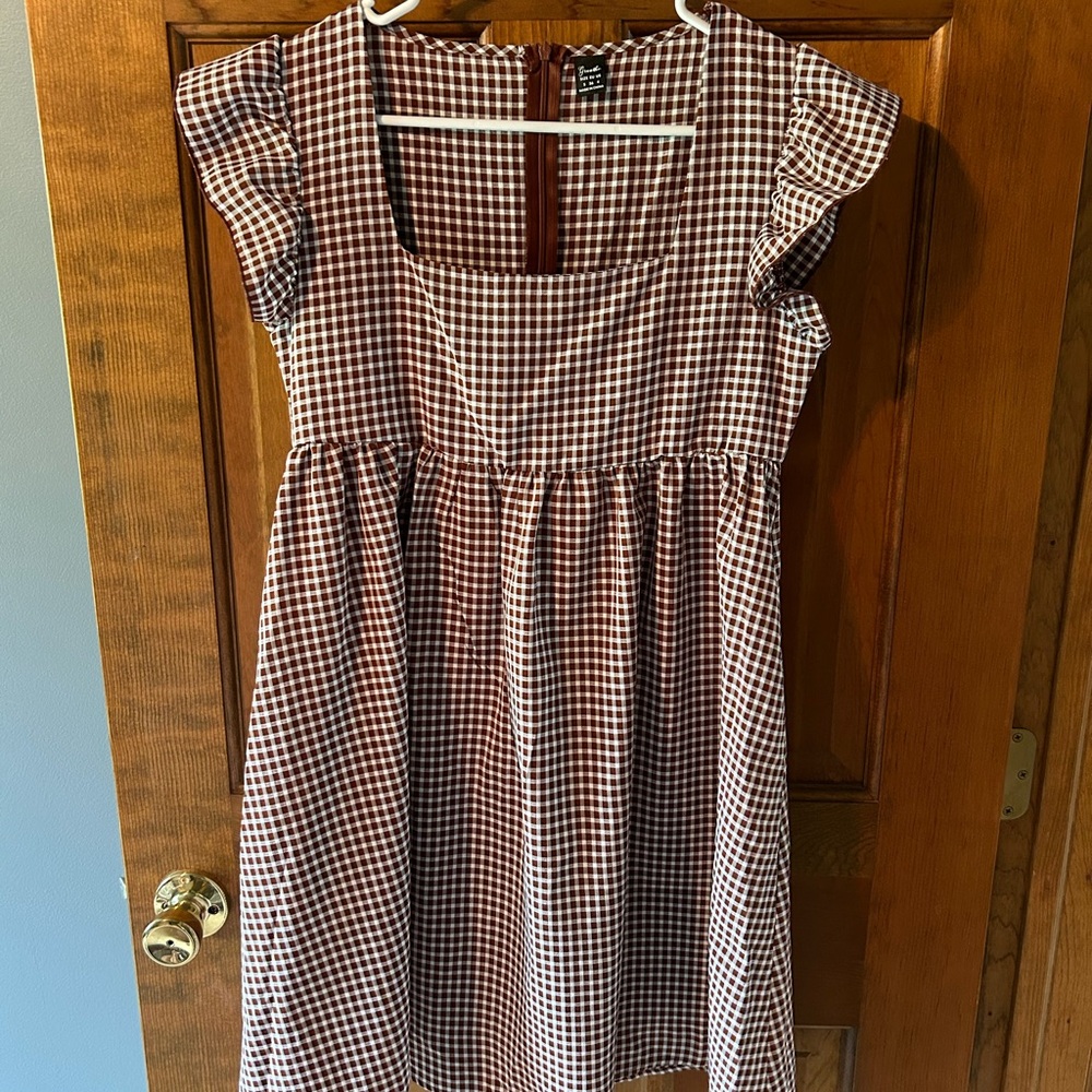 Women’s Brown Checkered Dress